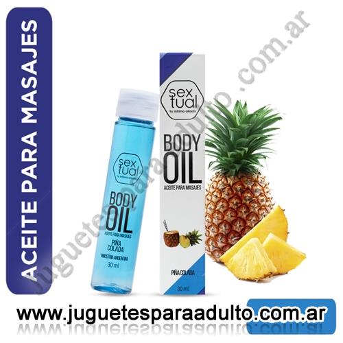 Aceites y lubricantes, Lubricantes Sextual, Aceite corporal sabor piña colada 60ml